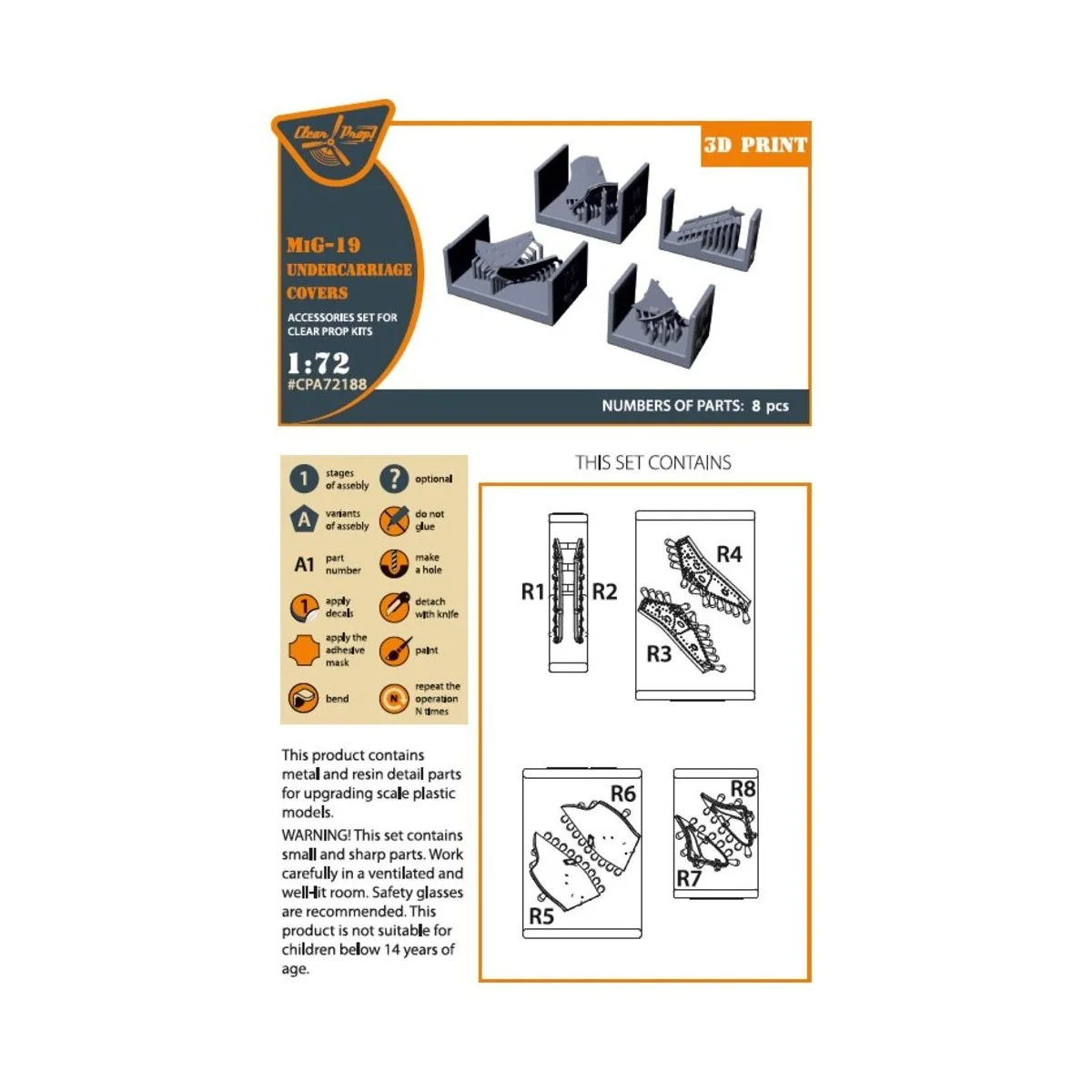 MiG-19 undercarriage covers for CP kits, 1/72 - Clear Prop Accessor...