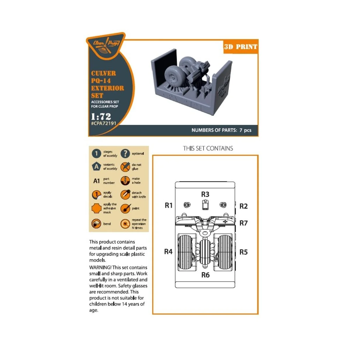 Culver PQ-14 Exterior set for CP kits, 1/72 - Clear Prop Accessorie... Culver PQ-14 Exterior set for CP kits, 1/72 - Clear Prop Accessorie...
