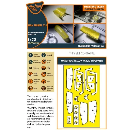 Bat HAWK T.1 double-sided painting mask for REVELL kit, 1/72 - Clea...