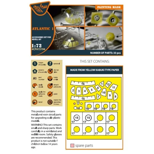 ATLANTIC 1 painting mask for REVELL kit, 1/72 - Clear Prop Accessor...