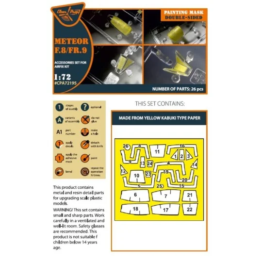 Meteor F.8/FR.9 double-sided painting mask for Airfix kit, 1/72 - C... Meteor F.8/FR.9 double-sided painting mask for Airfix kit, 1/72 - C...