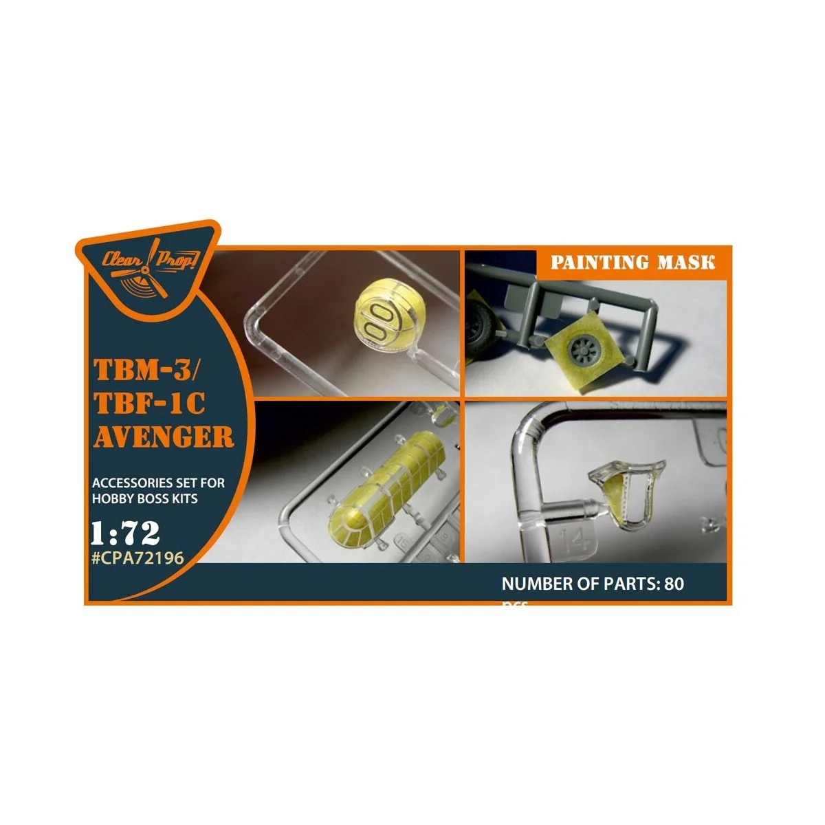 TBM-3/TBF-1C Avenger painting mask for Hobby Boss kit, 1/72 - Clear... TBM-3/TBF-1C Avenger painting mask for Hobby Boss kit, 1/72 - Clear...