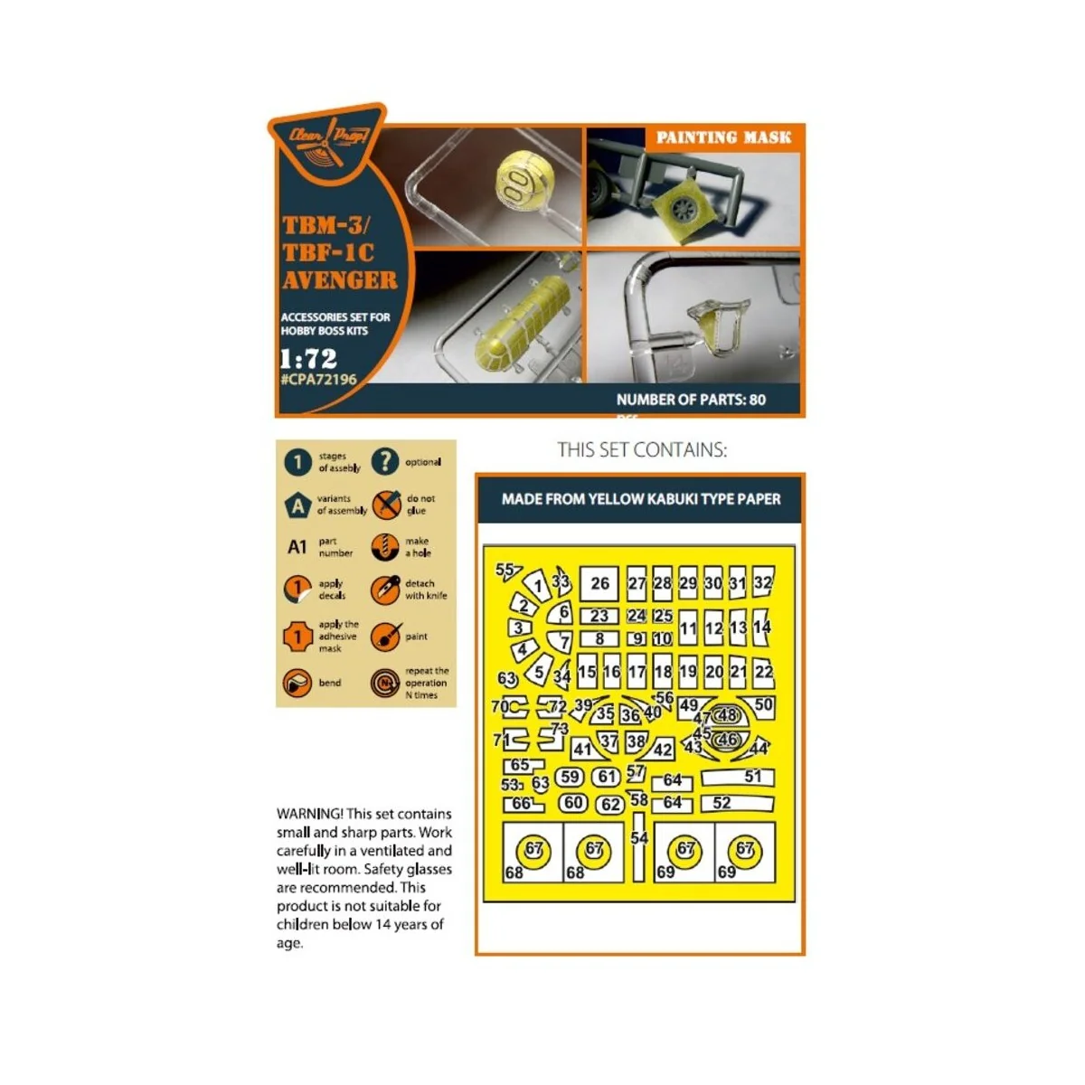 TBM-3/TBF-1C Avenger painting mask for Hobby Boss kit, 1/72 - Clear... TBM-3/TBF-1C Avenger painting mask for Hobby Boss kit, 1/72 - Clear...