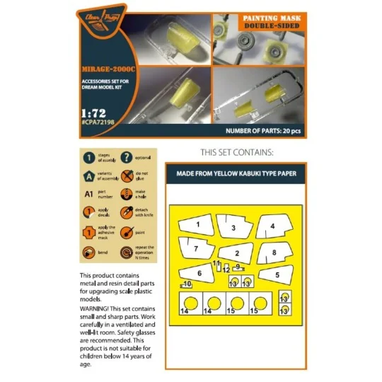 Mirage-2000C double-sided painting mask for Dream Model kits, 1/72 ...