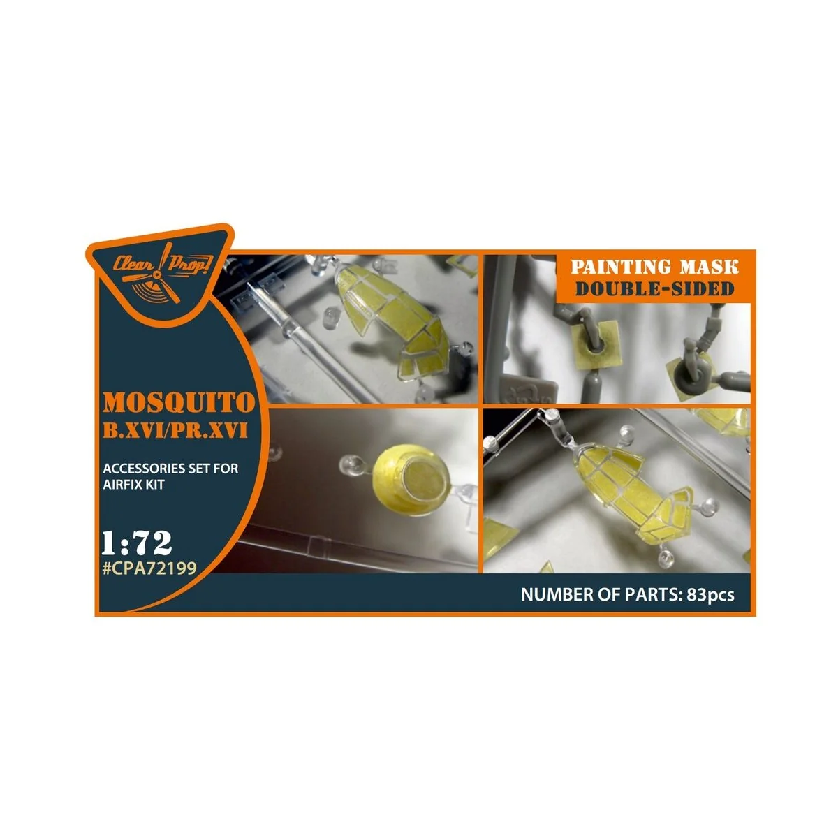 Mosquito B.XVI/PRXVI double-sided painting mask for Airfix kit, 1/7... Mosquito B.XVI/PRXVI double-sided painting mask for Airfix kit, 1/7...