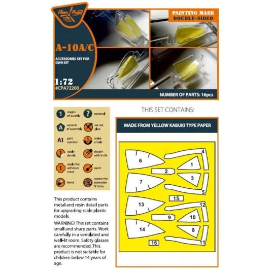 A-10 A/C double-sided painting mask for GWH kit, 1/72 - Clear Prop ... A-10 A/C double-sided painting mask for GWH kit, 1/72 - Clear Prop ...