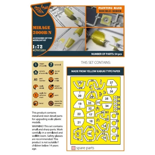 Mirage 2000B/N double-sided painting mask for Modelsvit kit, 1/72 -... Mirage 2000B/N double-sided painting mask for Modelsvit kit, 1/72 -...