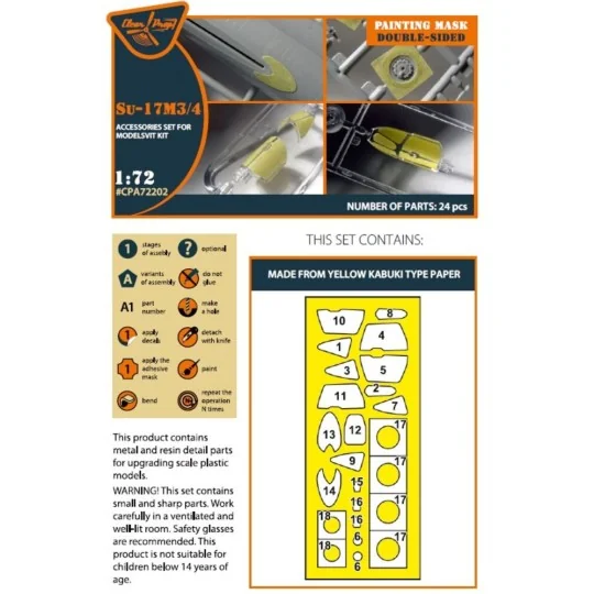 Su-17M3/4 double-sided painting mask for Modelsvit kit, 1/72 - Clea...