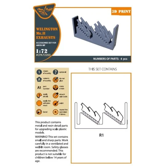 Welington Mk.II exhausts for Airfix kits, 1/72 - Clear Prop Accesso... Welington Mk.II exhausts for Airfix kits, 1/72 - Clear Prop Accesso...