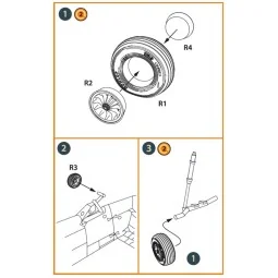 Wessex HC.2 Wheel set type 1 for Airfix kit, 1/72 - Clear Prop Acce...