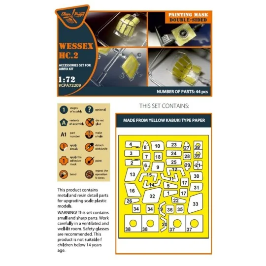 Wessex HC.2 double-sided painting mask for Airfix kit, 1/72 - Clear... Wessex HC.2 double-sided painting mask for Airfix kit, 1/72 - Clear...