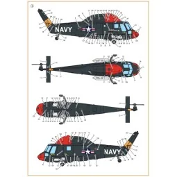 UH-2/SH-2 Seasprite (early version) technical stencils, 1/72 - Clea...