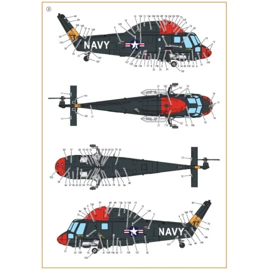UH-2/SH-2 Seasprite (early version) technical stencils, 1/72 - Clea...