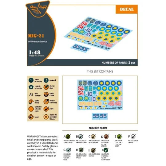 MiG-21 in Ukrainian Service, 1/48 - Clear Prop Accessories CPD48005