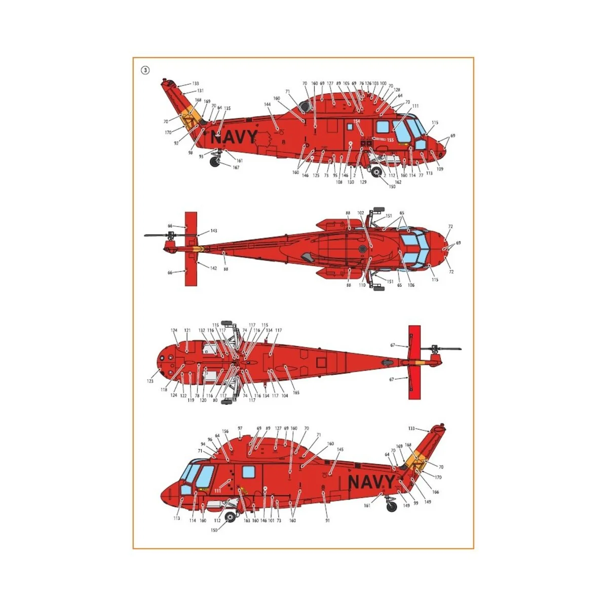 UH-2/SH-2 Seasprite (early version) technical stencils, 1/72 - Clea...