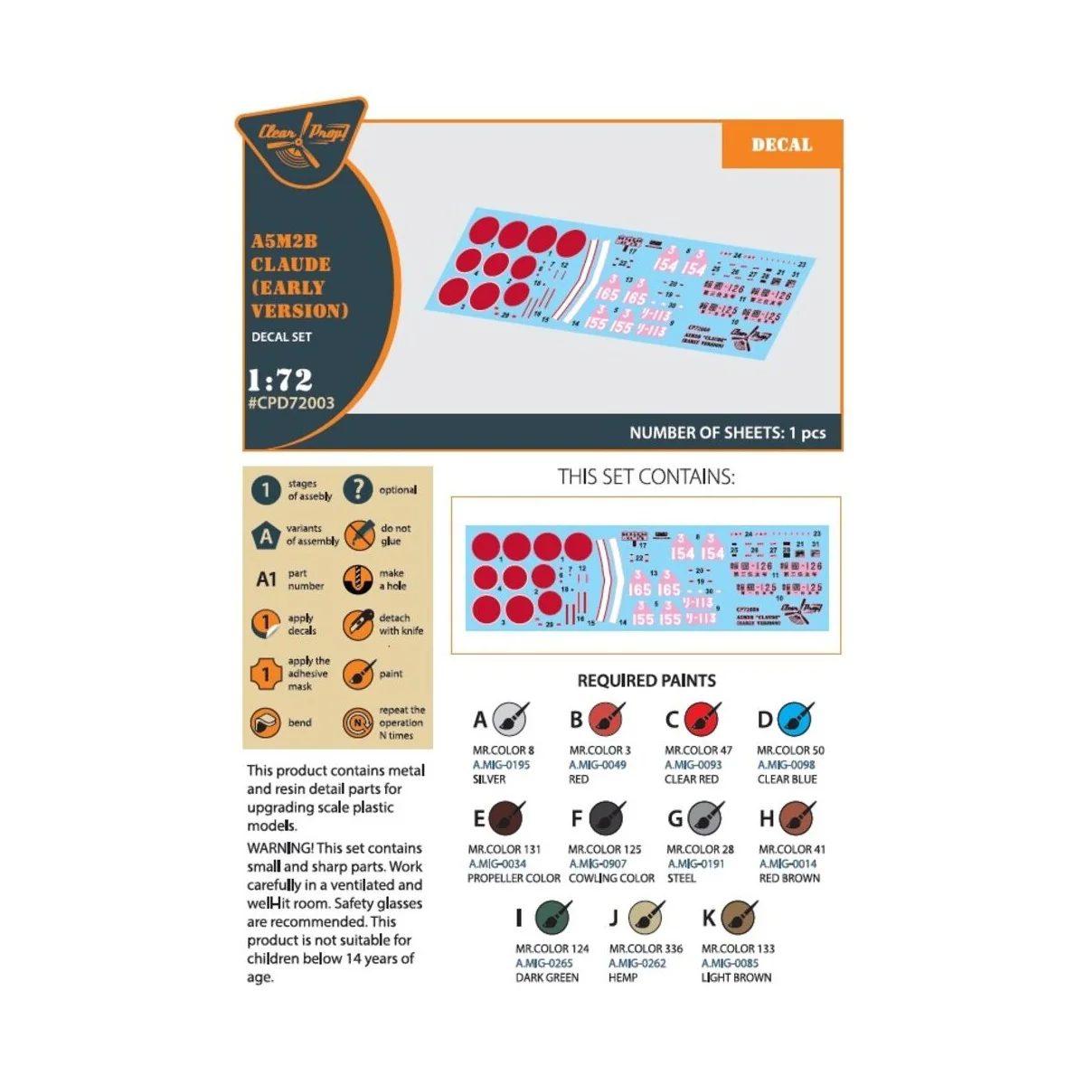 A5M2b Claude (early version) decal set for CP kit CP72006, 1/72 - C...