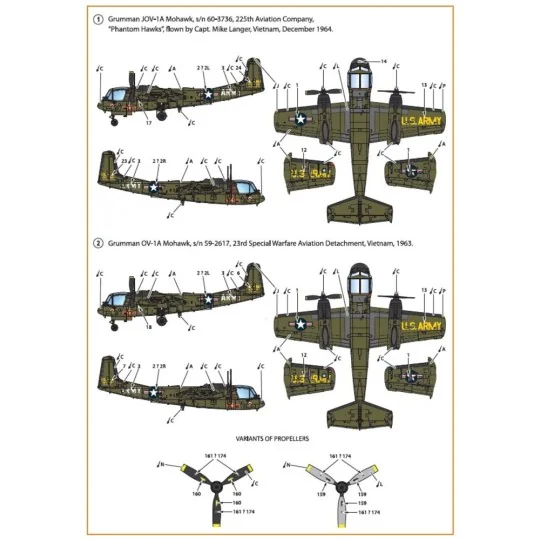 OV-1 A/JOV-1A Mohawk decal set, 1/72 - Clear Prop Accessories CPD72006