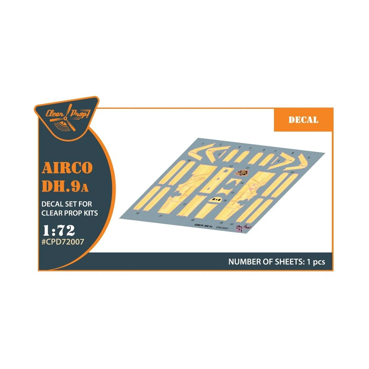 Airco DH.9a decal set for CP kits, 1/72 - Clear Prop Accessories CP...