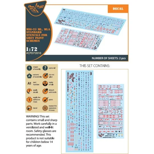 MiG-23ML, MLA standard stencils for grey paint schemes for CP kits ... MiG-23ML, MLA standard stencils for grey paint schemes for CP kits ...