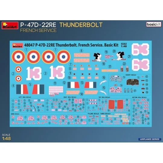 P-47D-22RE Thunderbolt. French Service. Basic Kit, 1/48 - MiniArt 4...