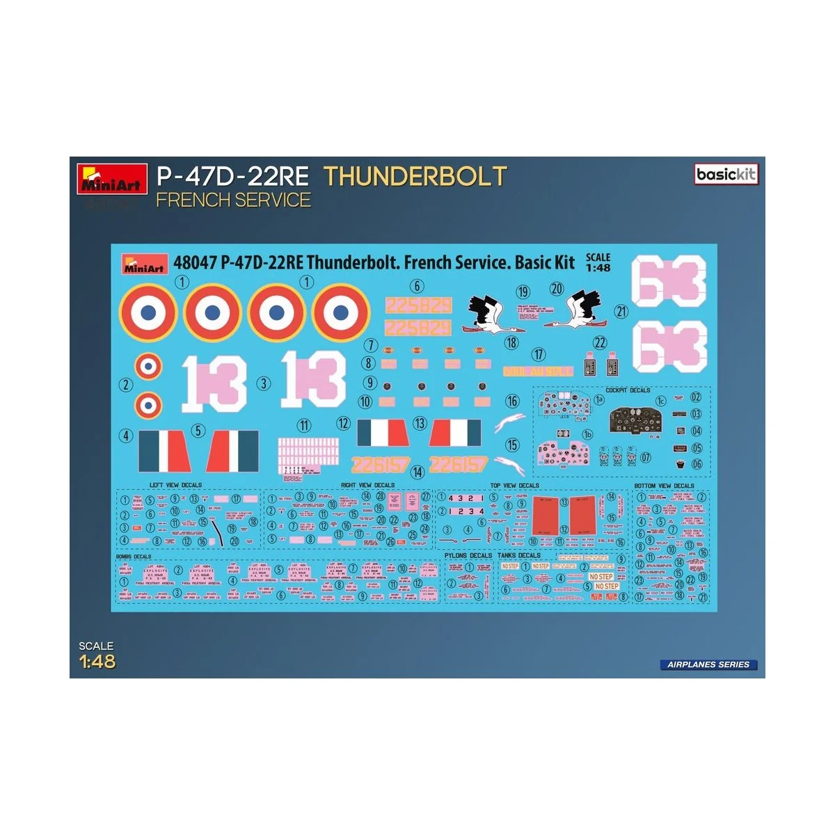 P-47D-22RE Thunderbolt. French Service. Basic Kit, 1/48 - MiniArt 4...