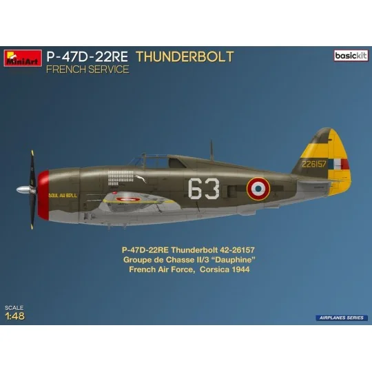 P-47D-22RE Thunderbolt. French Service. Basic Kit, 1/48 - MiniArt 4...