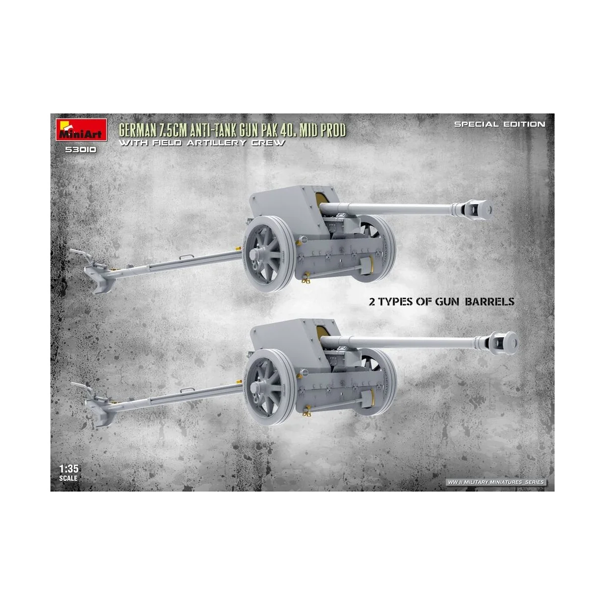 German 7.5cm Anti-Tank Gun PaK 40. Mid Prod w/ Artillery Crew. Spec...