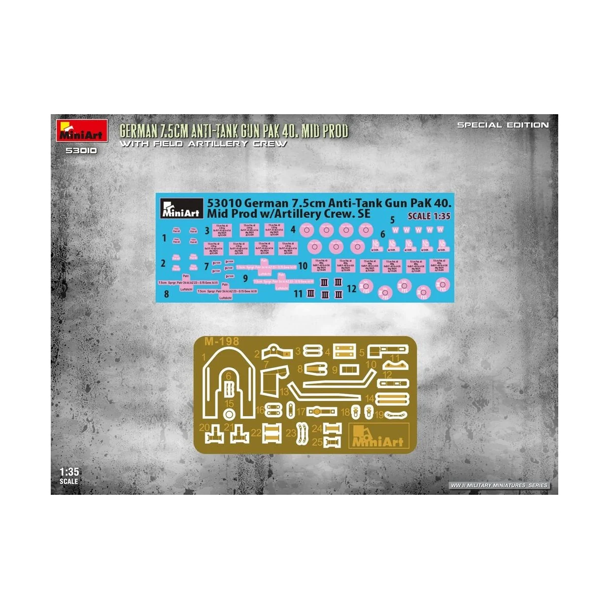 German 7.5cm Anti-Tank Gun PaK 40. Mid Prod w/ Artillery Crew. Spec...