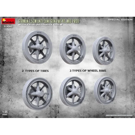 German 7.5cm Anti-Tank Gun PaK 40. Mid Prod w/ Artillery Crew. Spec...