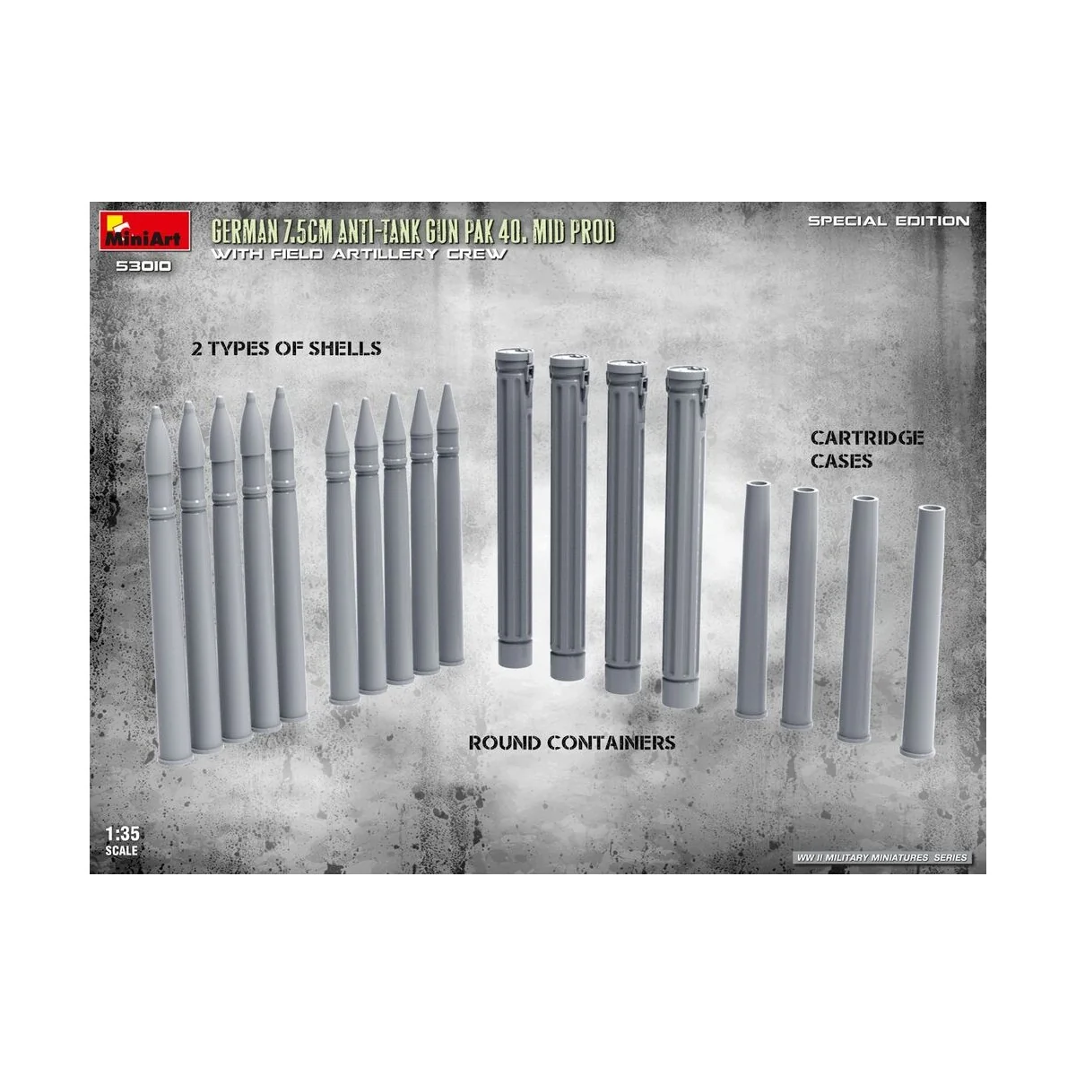 German 7.5cm Anti-Tank Gun PaK 40. Mid Prod w/ Artillery Crew. Spec...