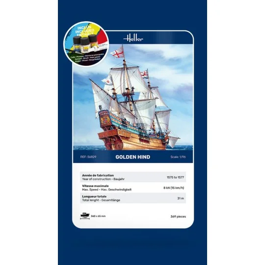 STARTER KIT Golden Hind, 1/96 - Heller 56829