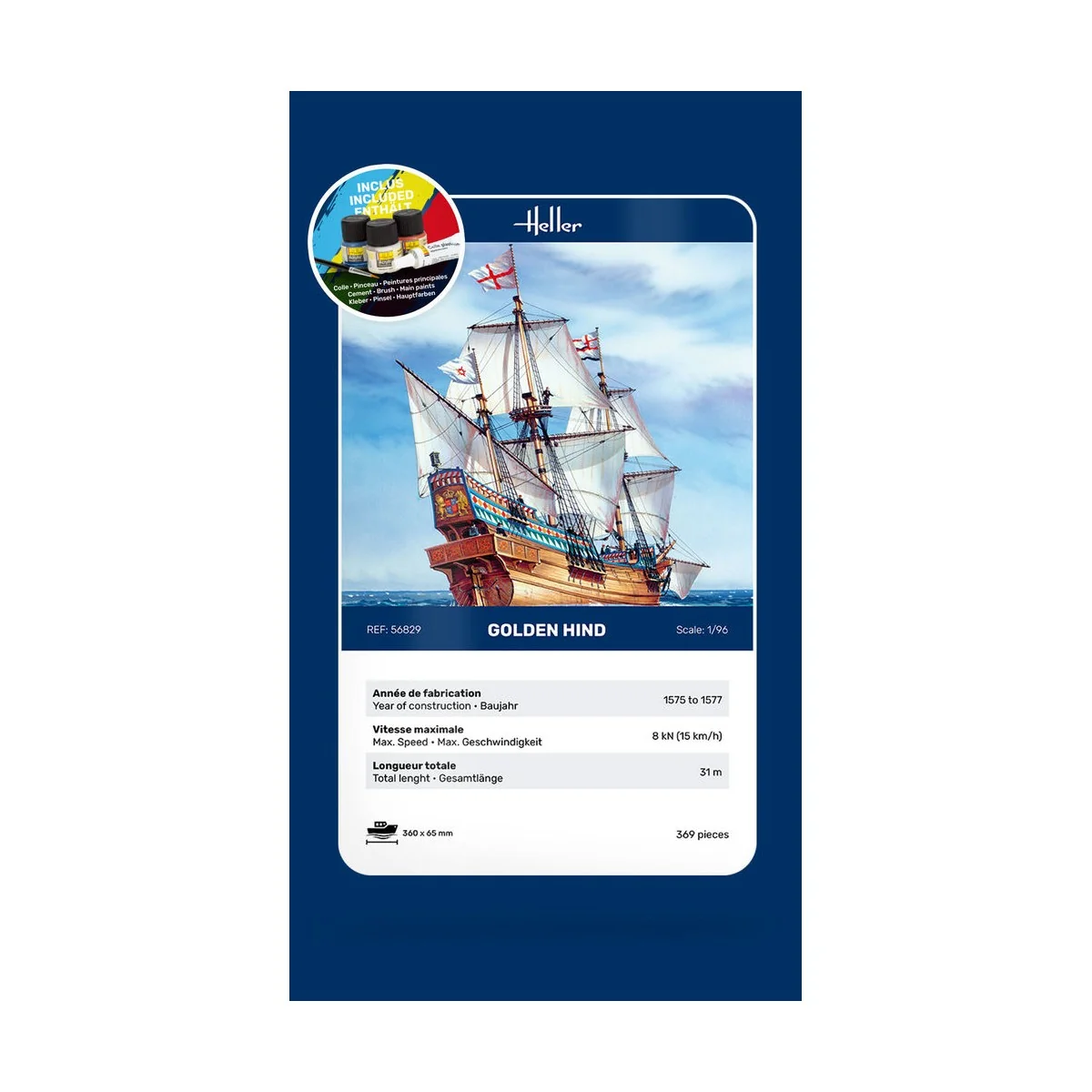 STARTER KIT Golden Hind, 1/96 - Heller 56829