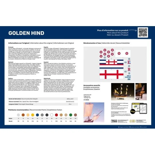 STARTER KIT Golden Hind, 1/96 - Heller 56829