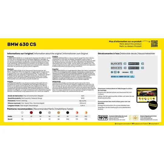 STARTER KIT BMW 630 CS, 1/43 - Heller 56166