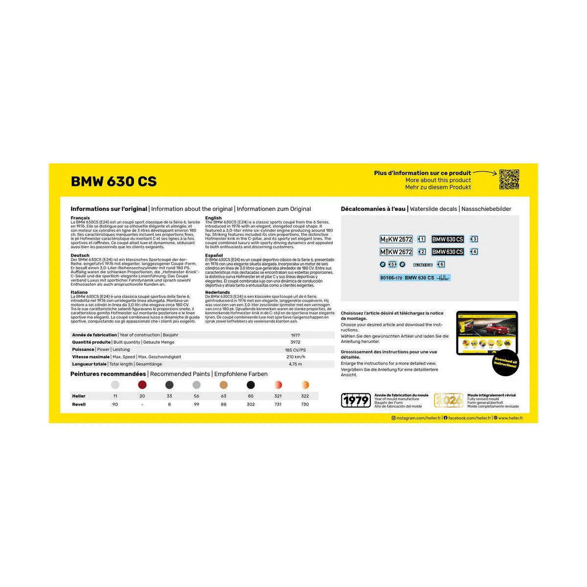STARTER KIT BMW 630 CS, 1/43 - Heller 56166