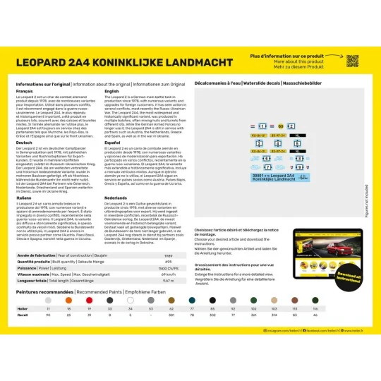 STARTER KIT Leopard 2A4 - Koninklijke Landmacht, 1/72 - Heller 35801
