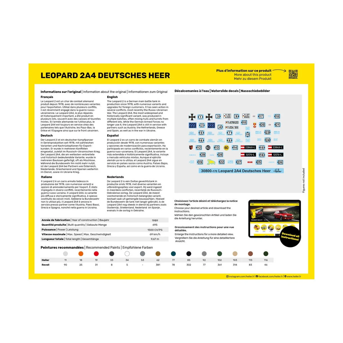 STARTER KIT Leopard 2A4 - Deutsches Heer, 1/72 - Heller 35800