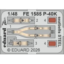 P-40K seatbelts STEEL for Eduard, 1/48 - Eduard Accessories FE1585