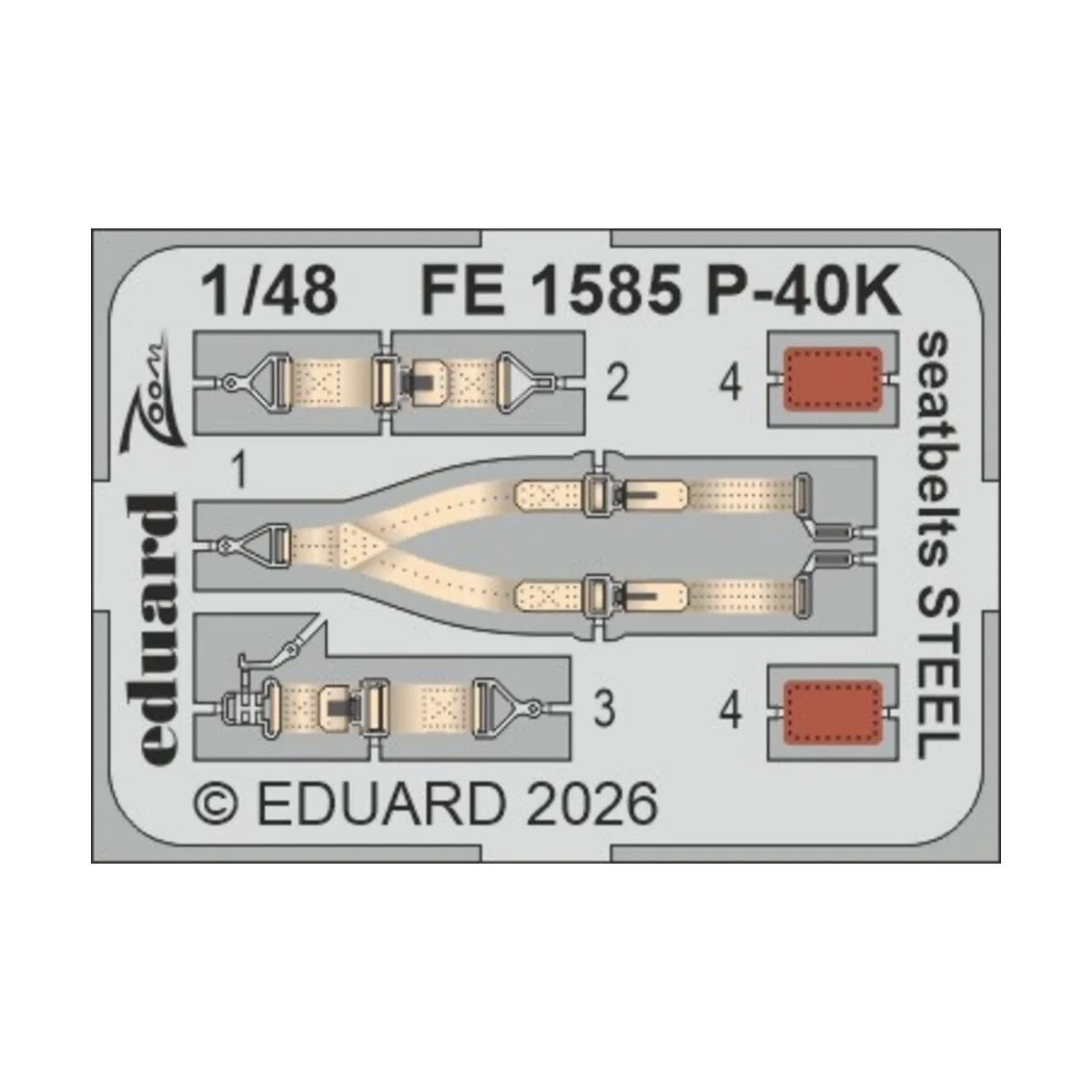 P-40K seatbelts STEEL for Eduard, 1/48 - Eduard Accessories FE1585