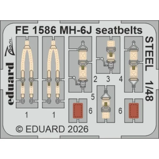 MH-6J seatbelts STEEL for ICM, 1/48 - Eduard Accessories FE1586
