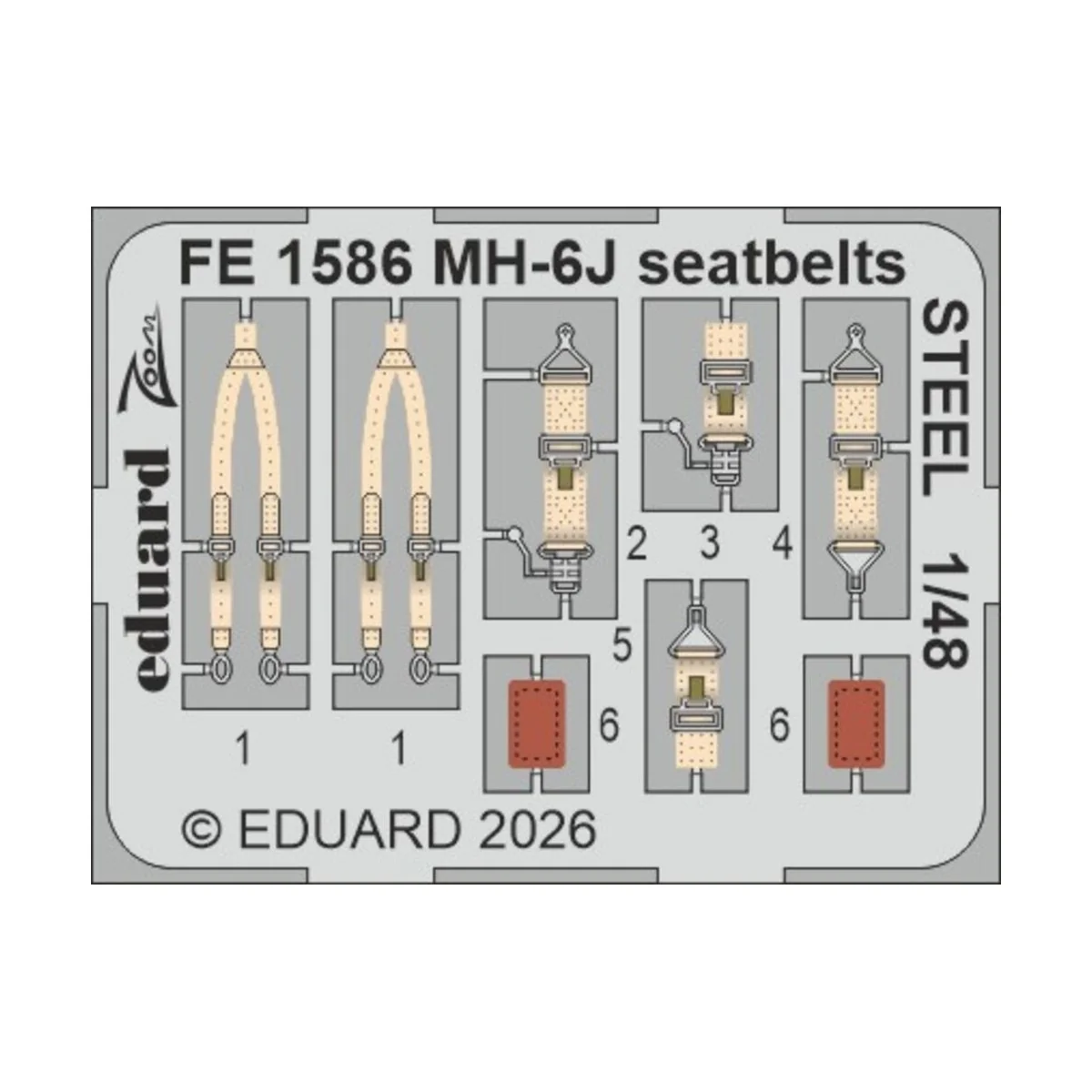 MH-6J seatbelts STEEL for ICM, 1/48 - Eduard Accessories FE1586