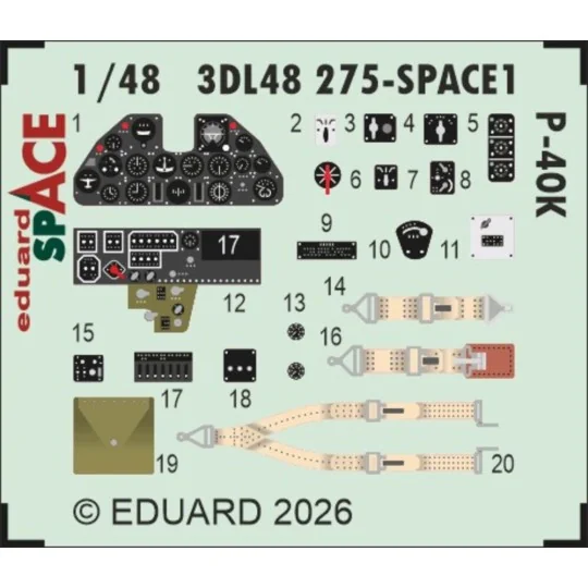 P-40K SPACE for Eduard, 1/48 - Eduard Accessories 3DL48275