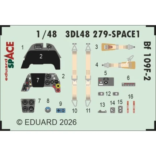 Bf 109F-2 SPACE for Eduard, 1/48 - Eduard Accessories 3DL48279
