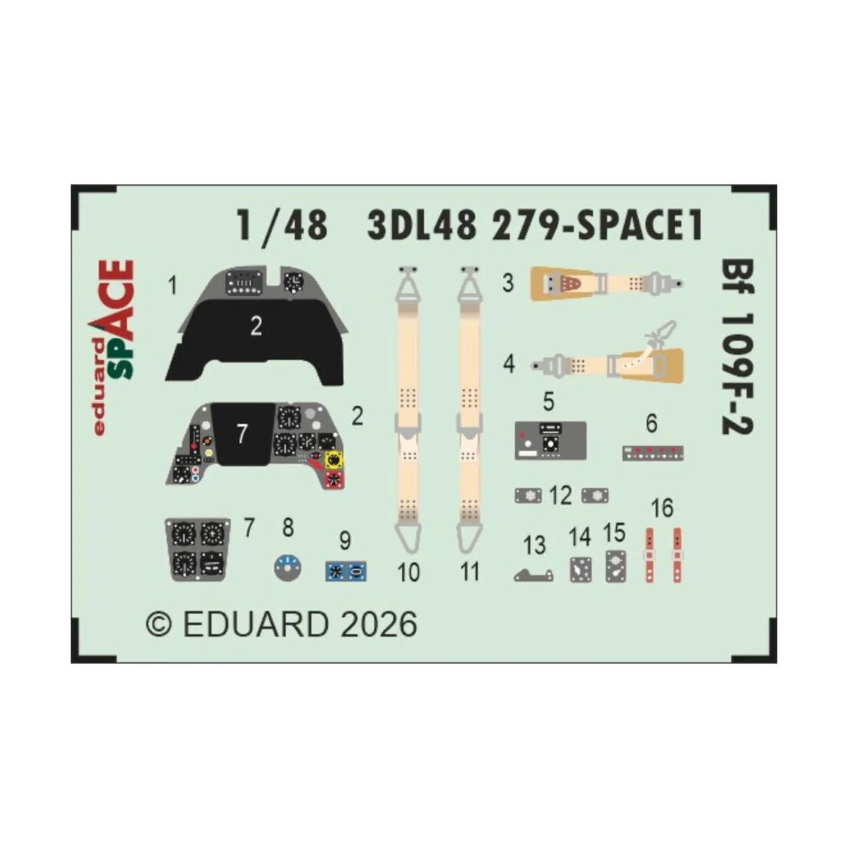 Bf 109F-2 SPACE for Eduard, 1/48 - Eduard Accessories 3DL48279