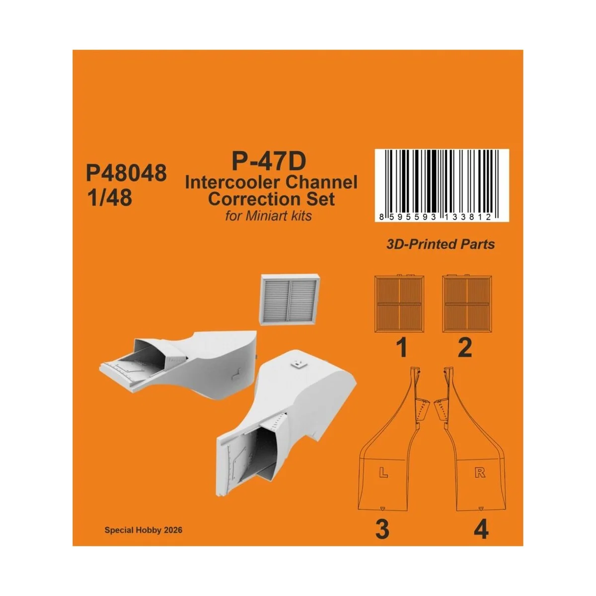 P-47D Intercooler Channel Correction Set for Miniart, 1/48 - CMK 12...