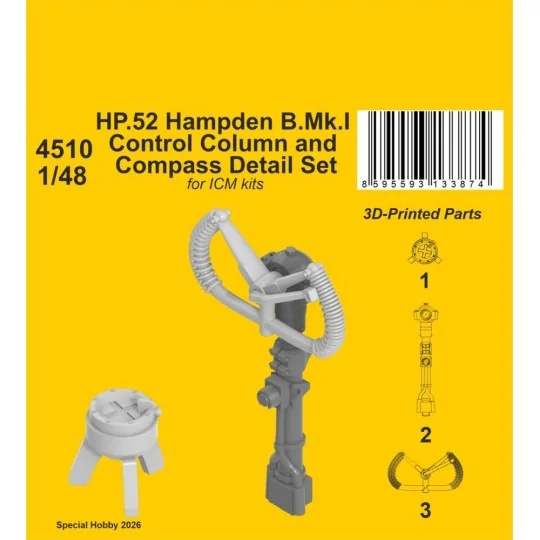 HP.52 Hampden B.Mk.I - Control Column and Compass Detail Set for IC...
