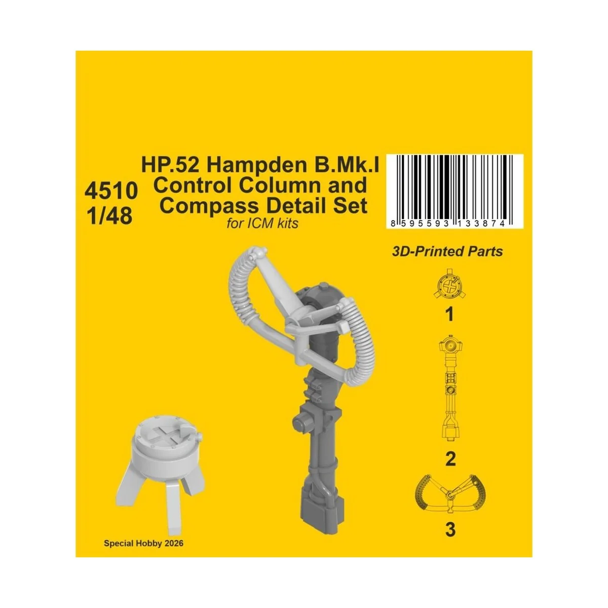 HP.52 Hampden B.Mk.I - Control Column and Compass Detail Set for IC...