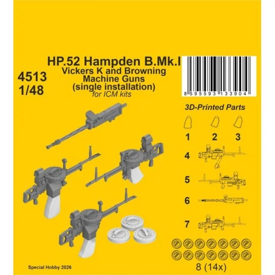 HP.52 Hampden B.Mk.I - Vickers K and Browning Machine Guns (single ...