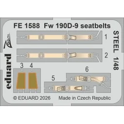 Fw 190D-9 seatbelts STEEL for Miniart, 1/48 - Eduard Accessories FE...