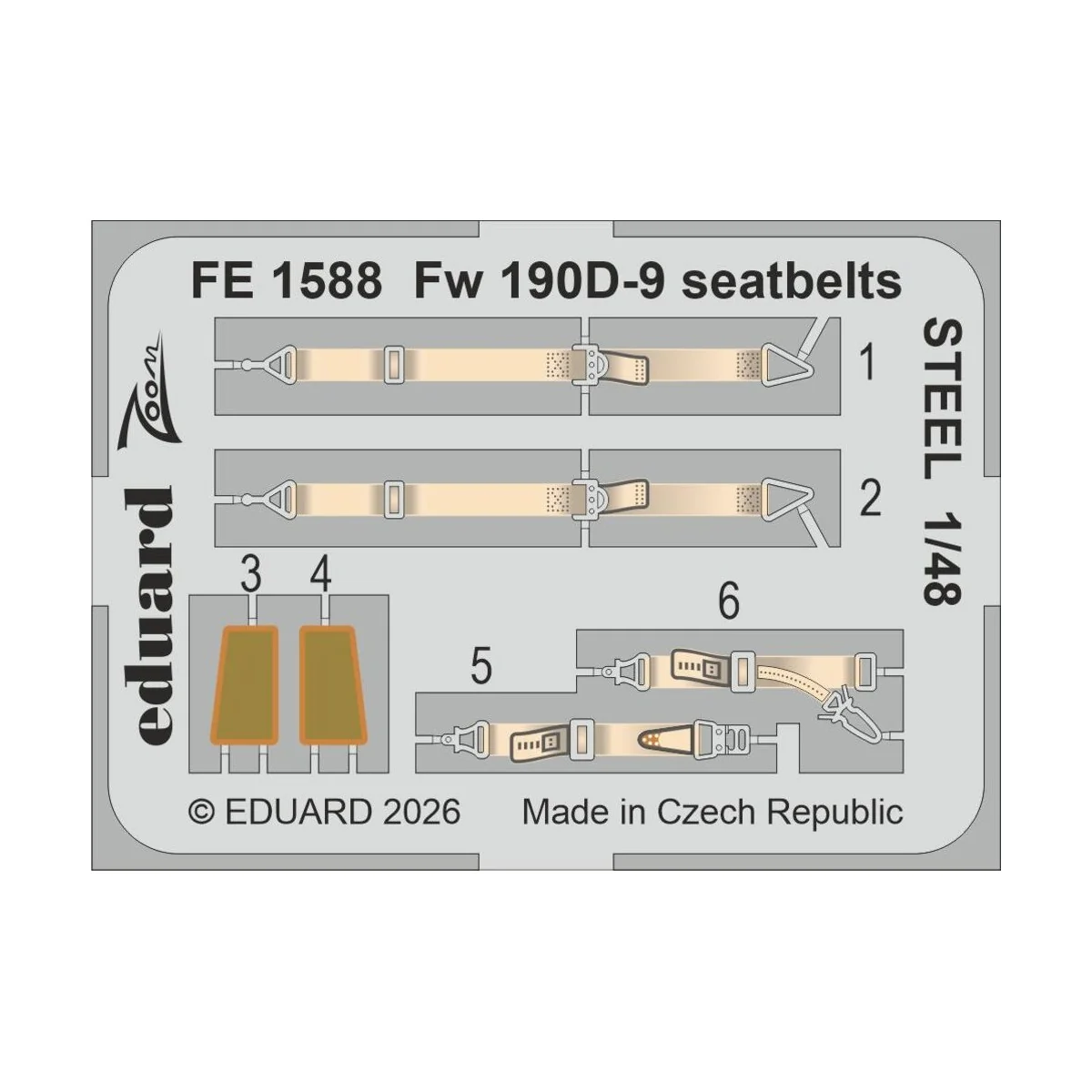 Fw 190D-9 seatbelts STEEL for Miniart, 1/48 - Eduard Accessories FE...